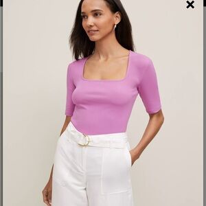 Ann Taylor Vibrant Pink Square Neck Blouse